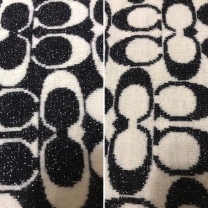 Coach reversible Black/white glitter scarf